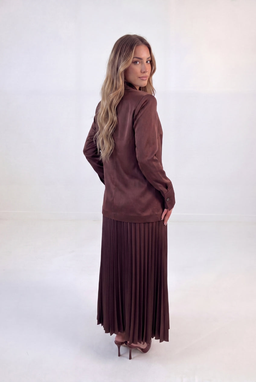 Satin Blazer Pleat Set
