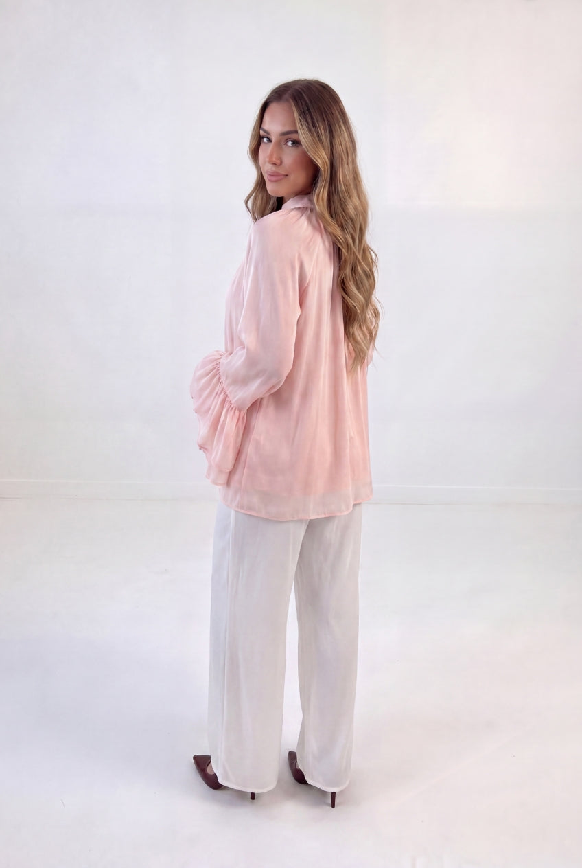 Ruffle Sleeve Blouse Set