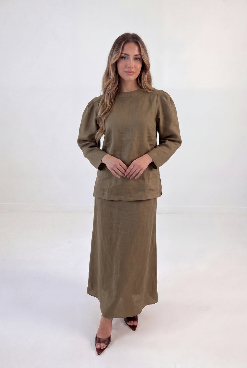 Mock Neck Linen Set