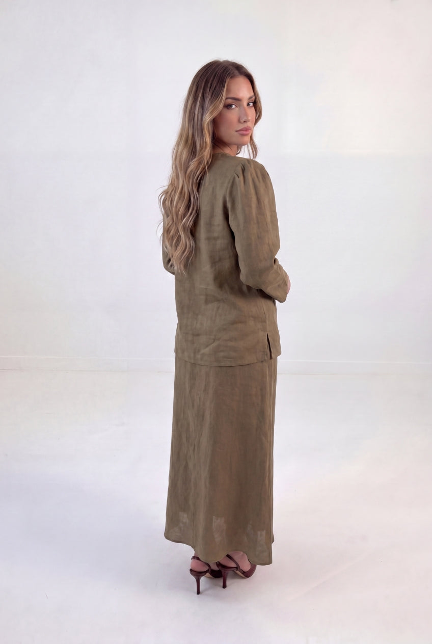 Mock Neck Linen Set