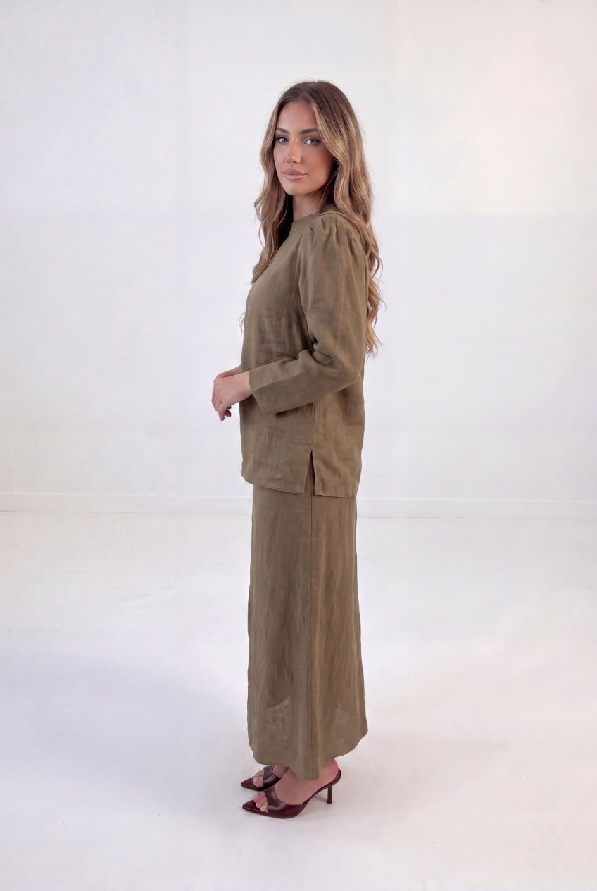 Mock Neck Linen Set
