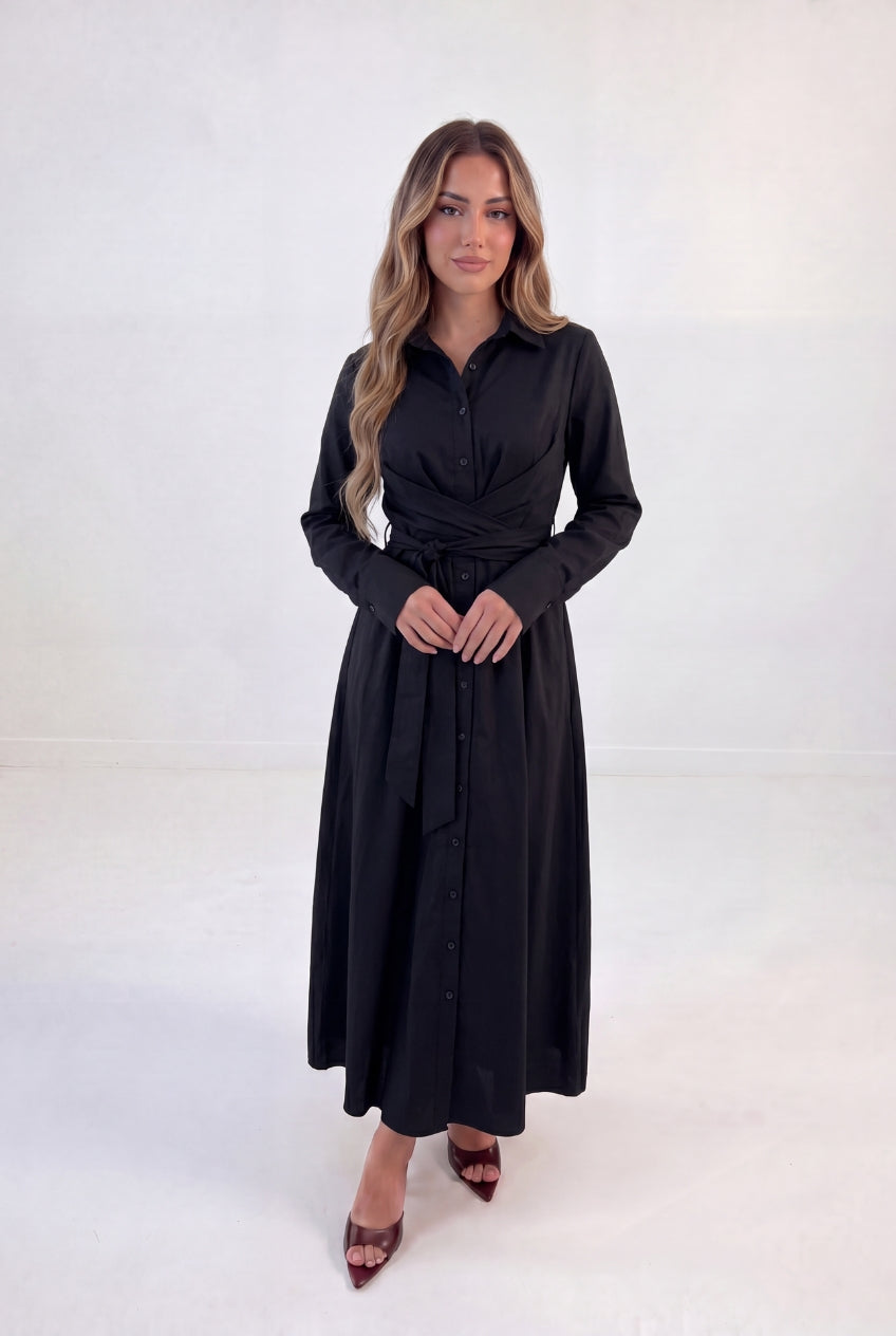 Ruched Tie Shirt Dress