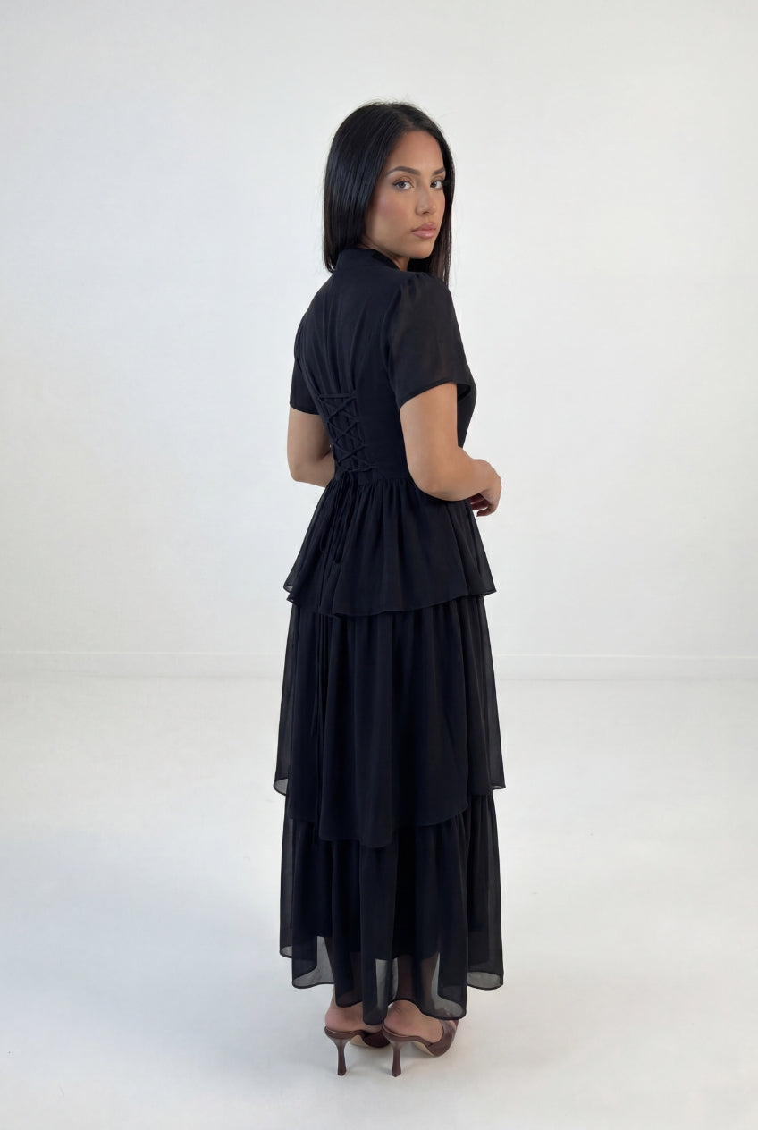 Tiered Peplum Maxi