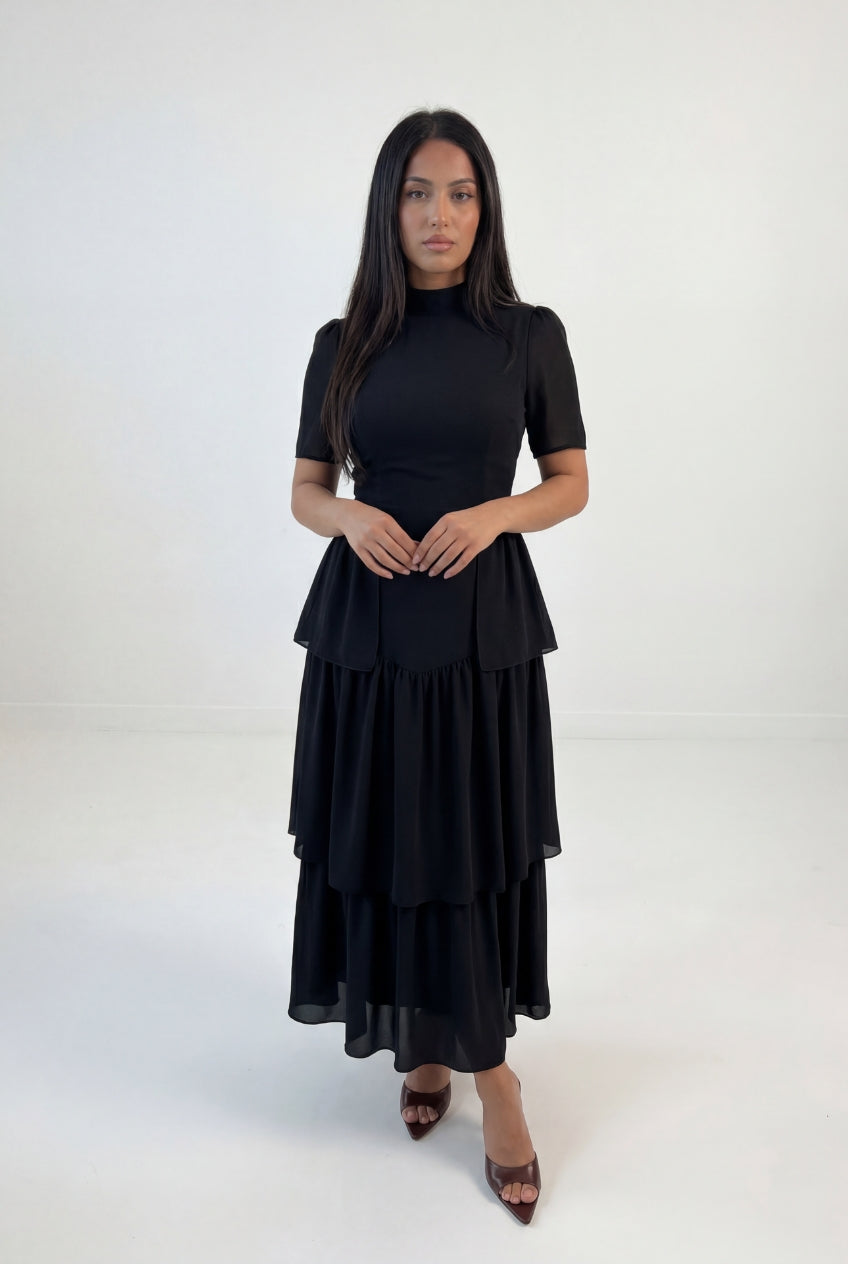 Tiered Peplum Maxi