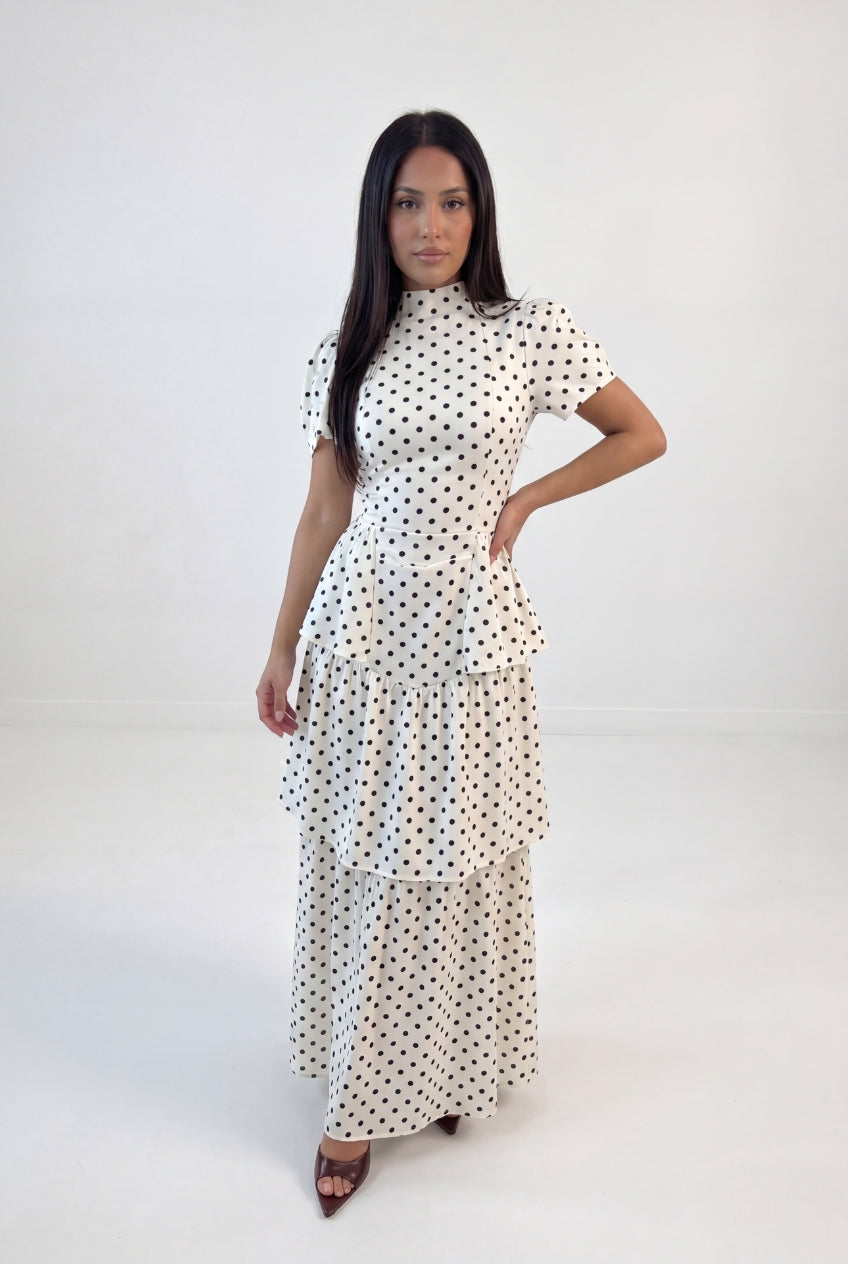 Polka dots Peplum Maxi
