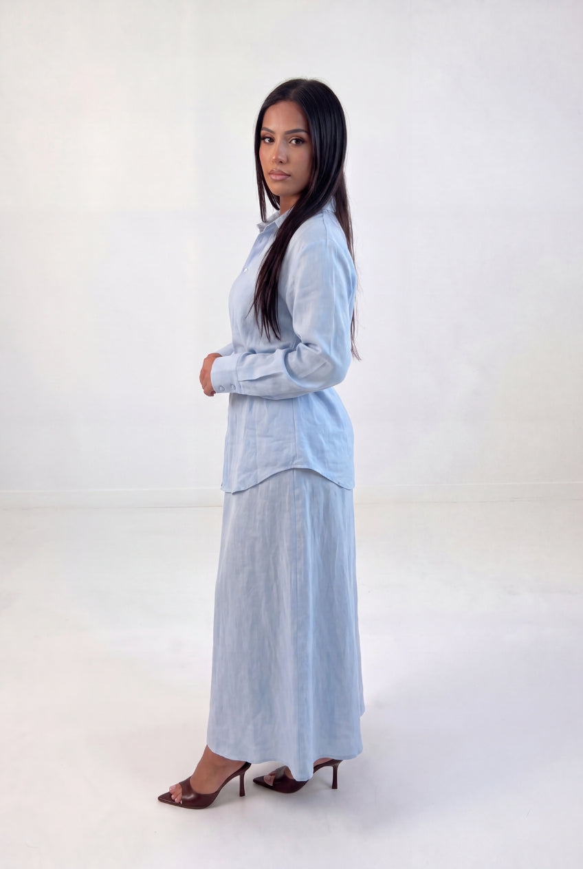 Linen Tie Shirt Set