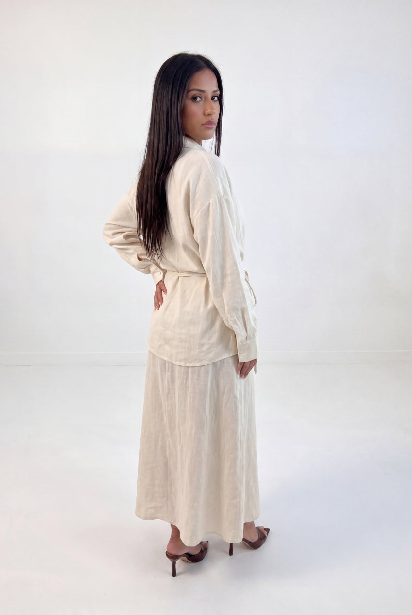 Linen Tie Shirt Set