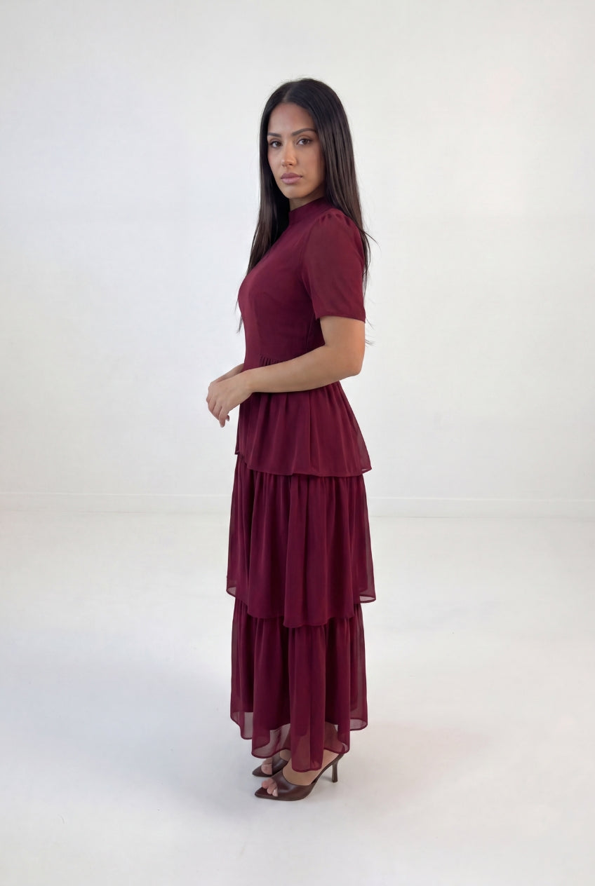 Tiered Peplum Maxi
