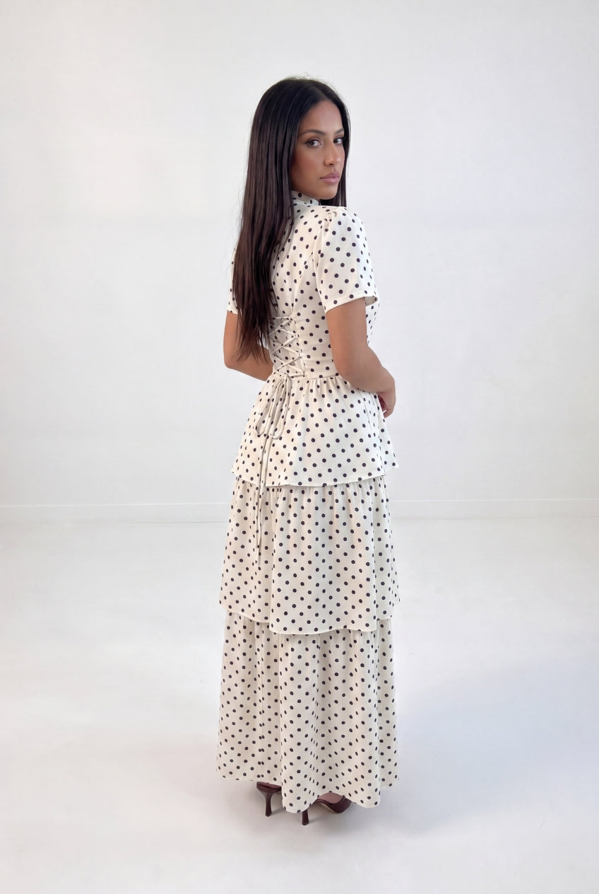 Polka dots Peplum Maxi