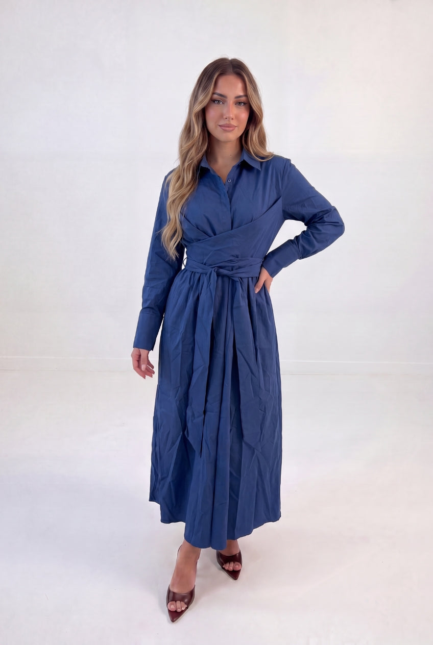 Ruched Tie Shirt Dress