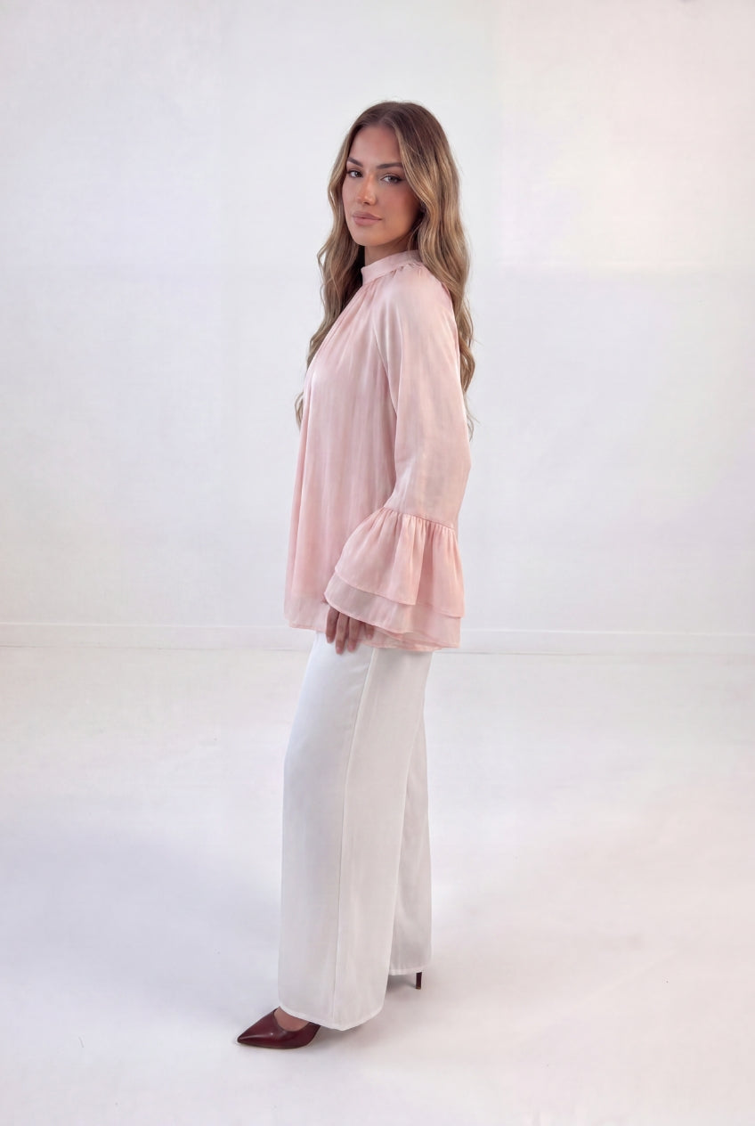 Ruffle Sleeve Blouse Set