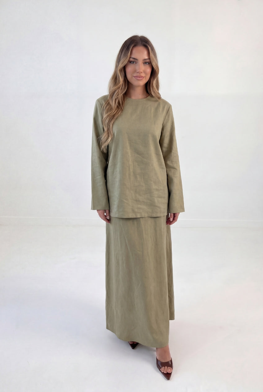 Mock Neck Linen Set