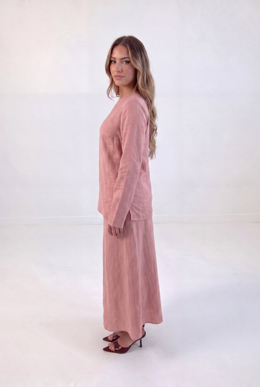 Mock Neck Linen Set