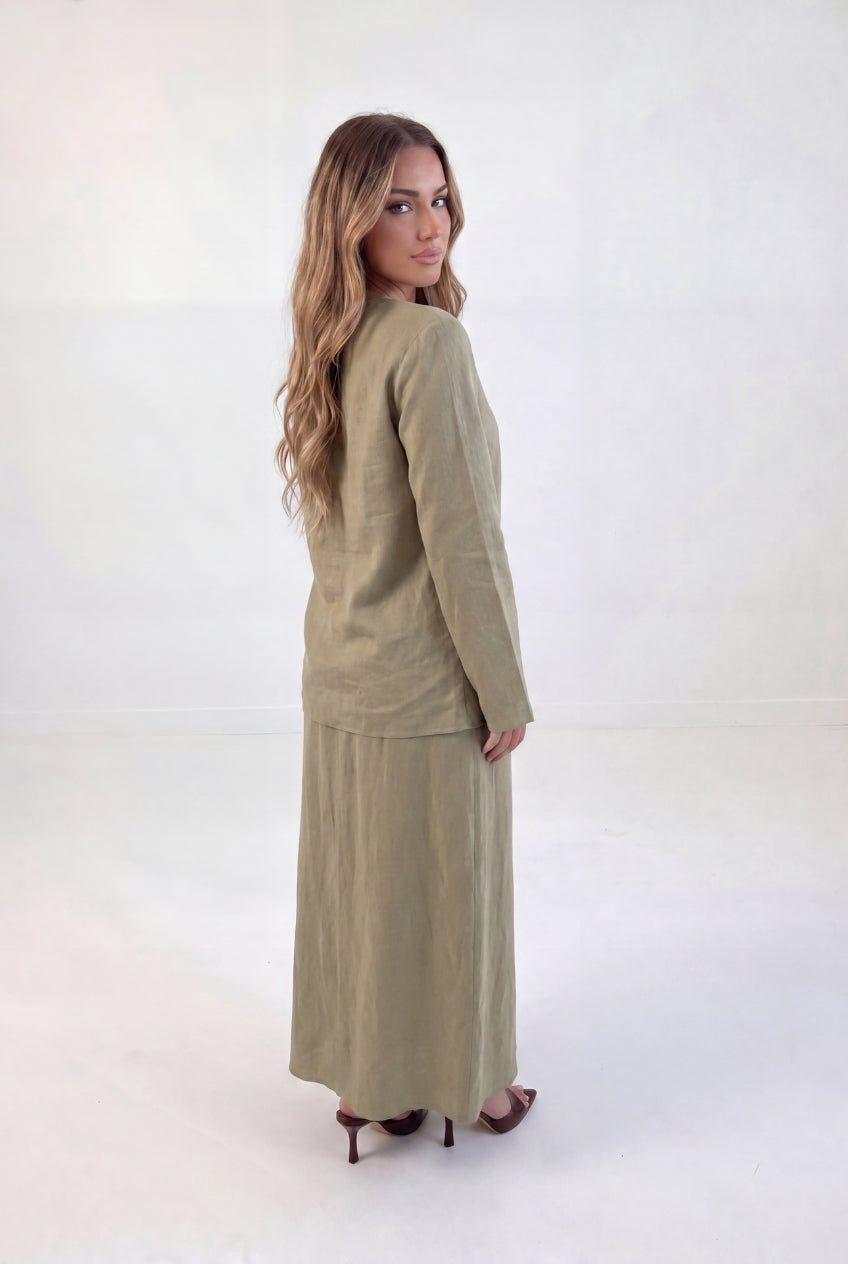 Mock Neck Linen Set