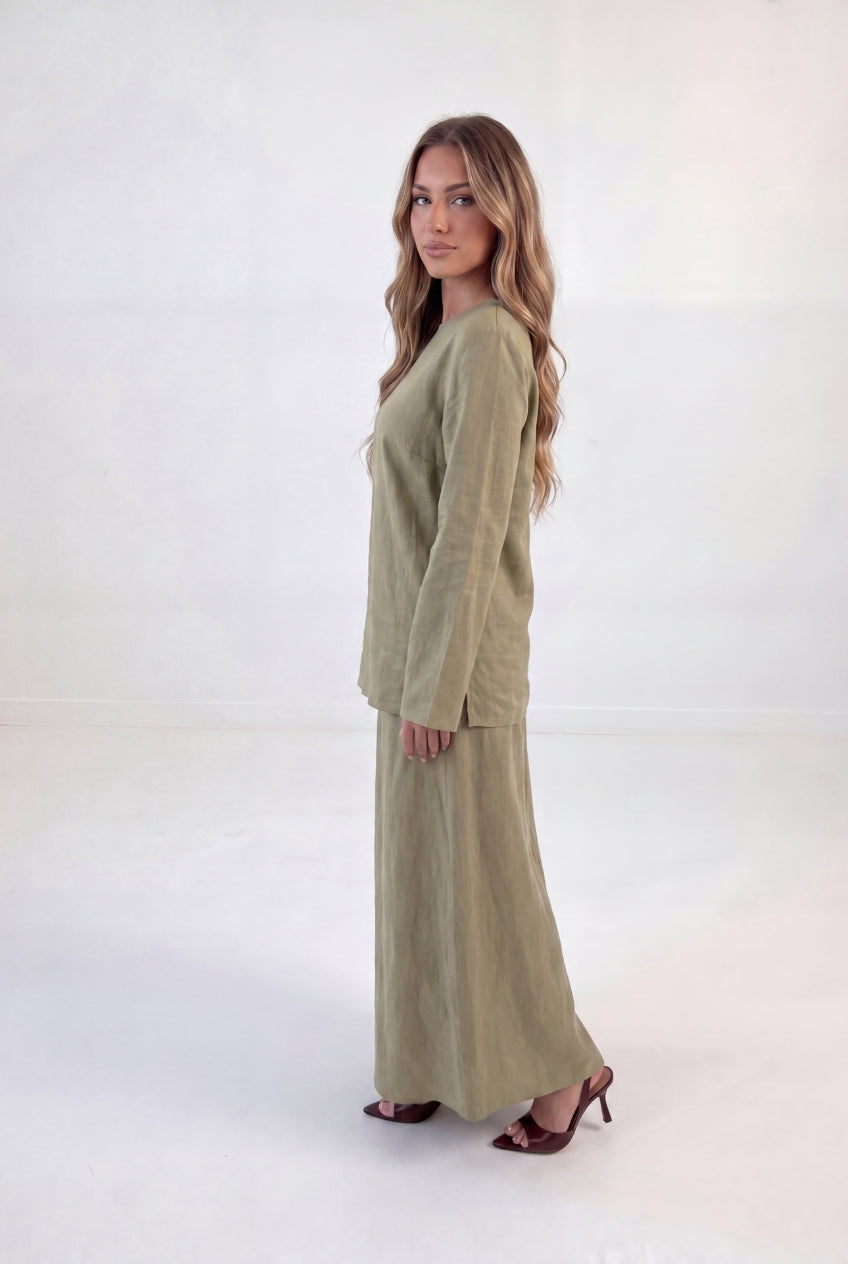 Mock Neck Linen Set