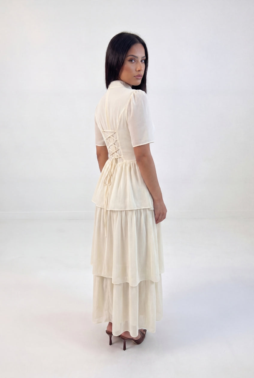 Tiered Peplum Maxi