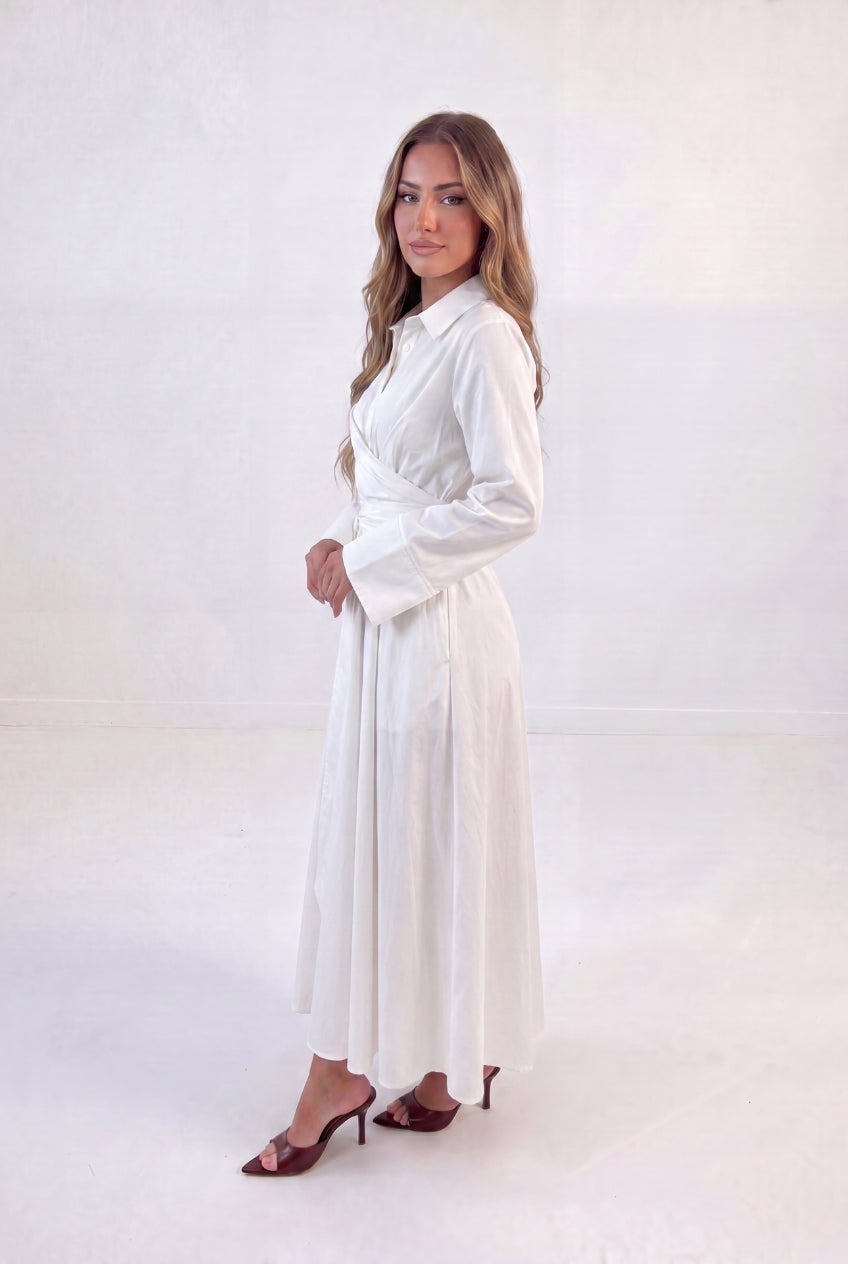 Ruched Tie Shirt Dress