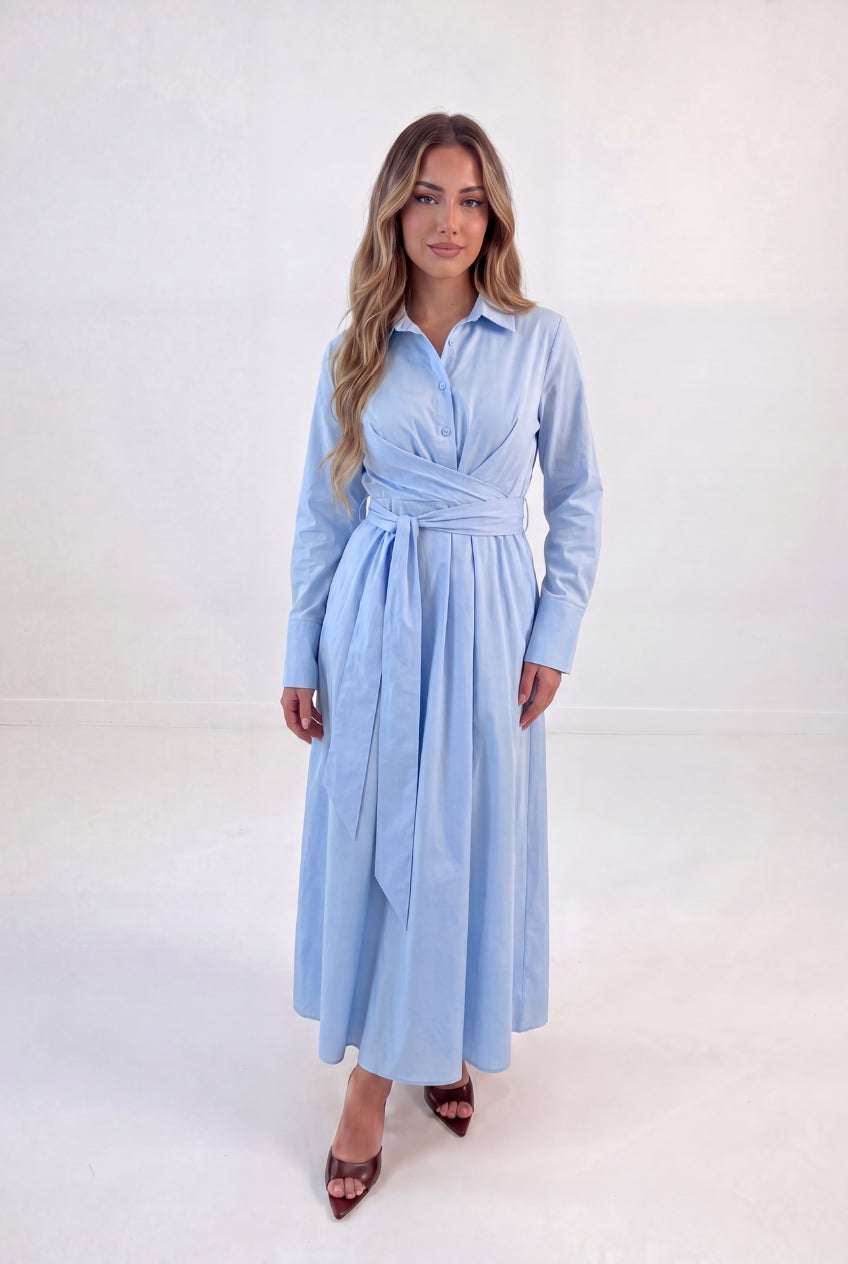 Ruched Tie Shirt Dress