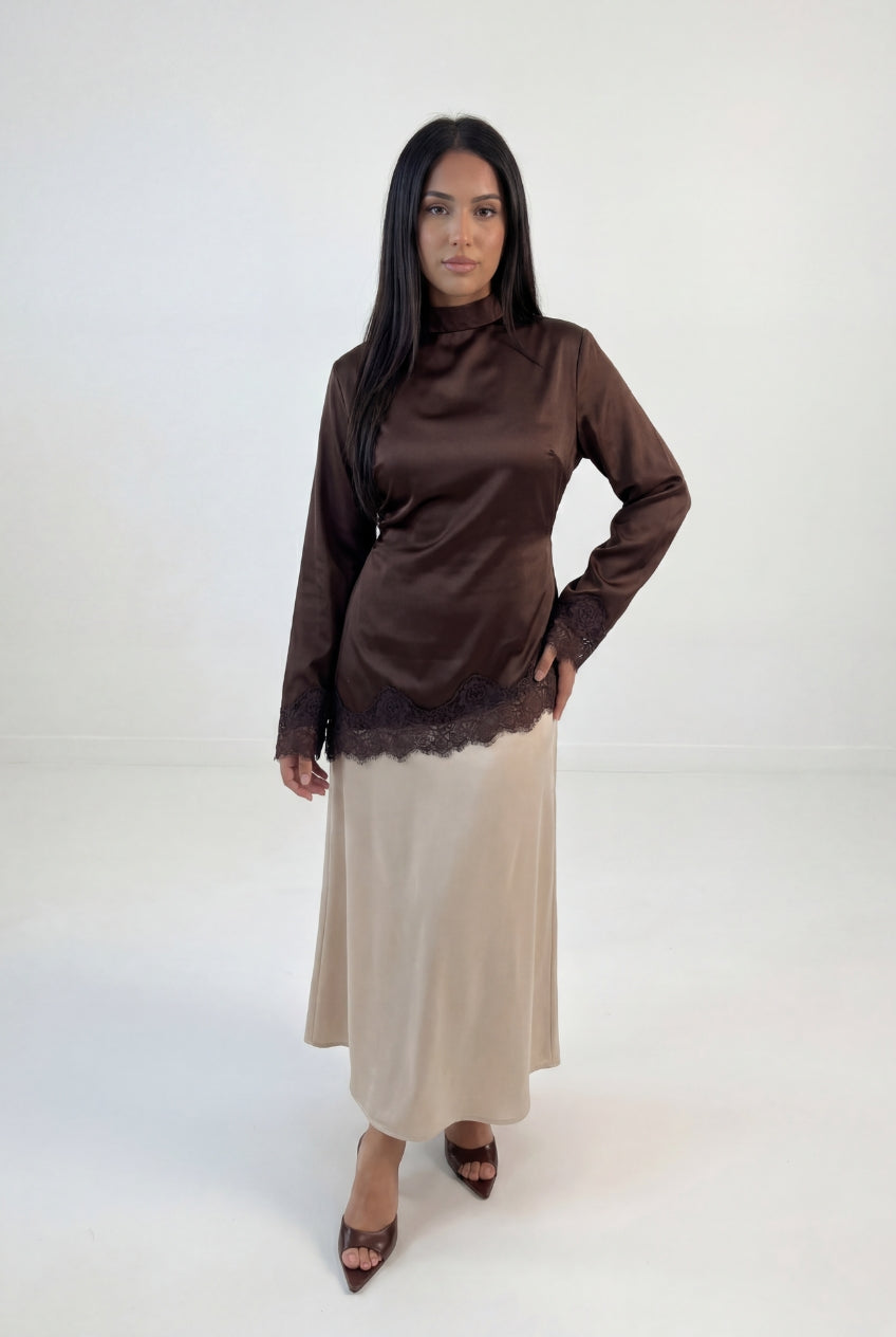 Satin Lace Trim Co-ord