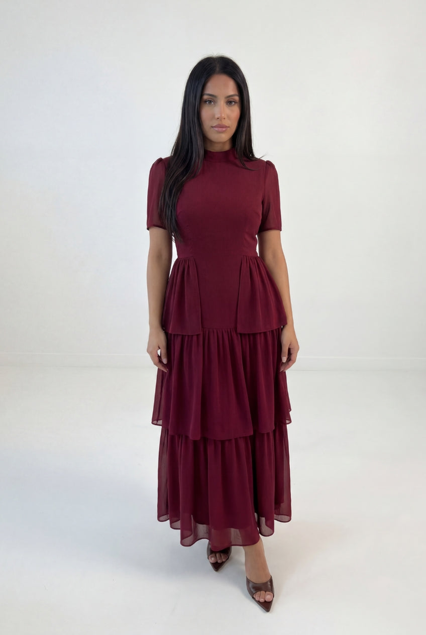 Tiered Peplum Maxi