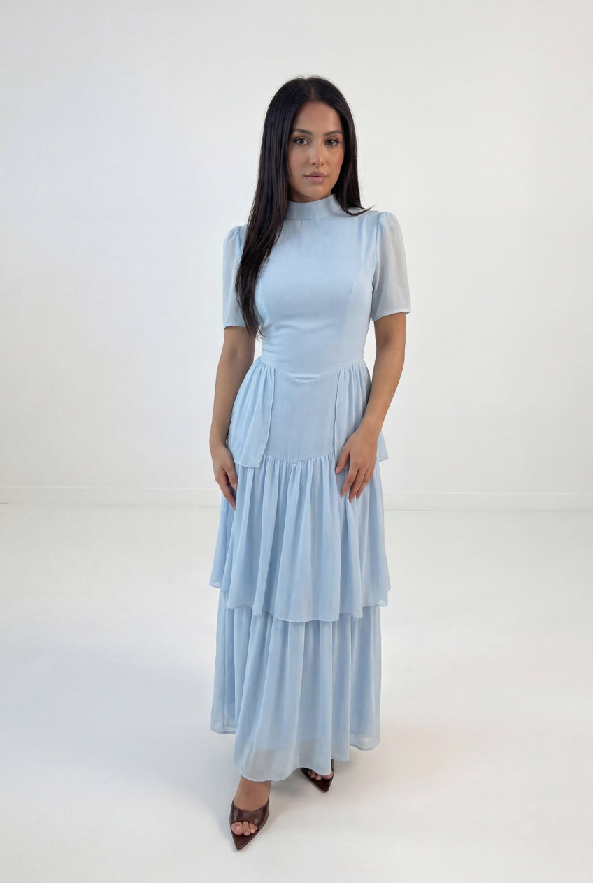 Tiered Peplum Maxi