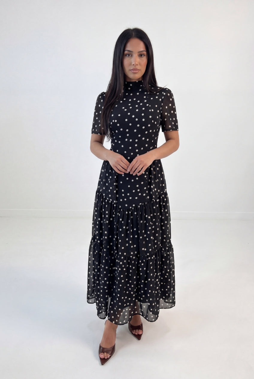 Polka dots Peplum Maxi