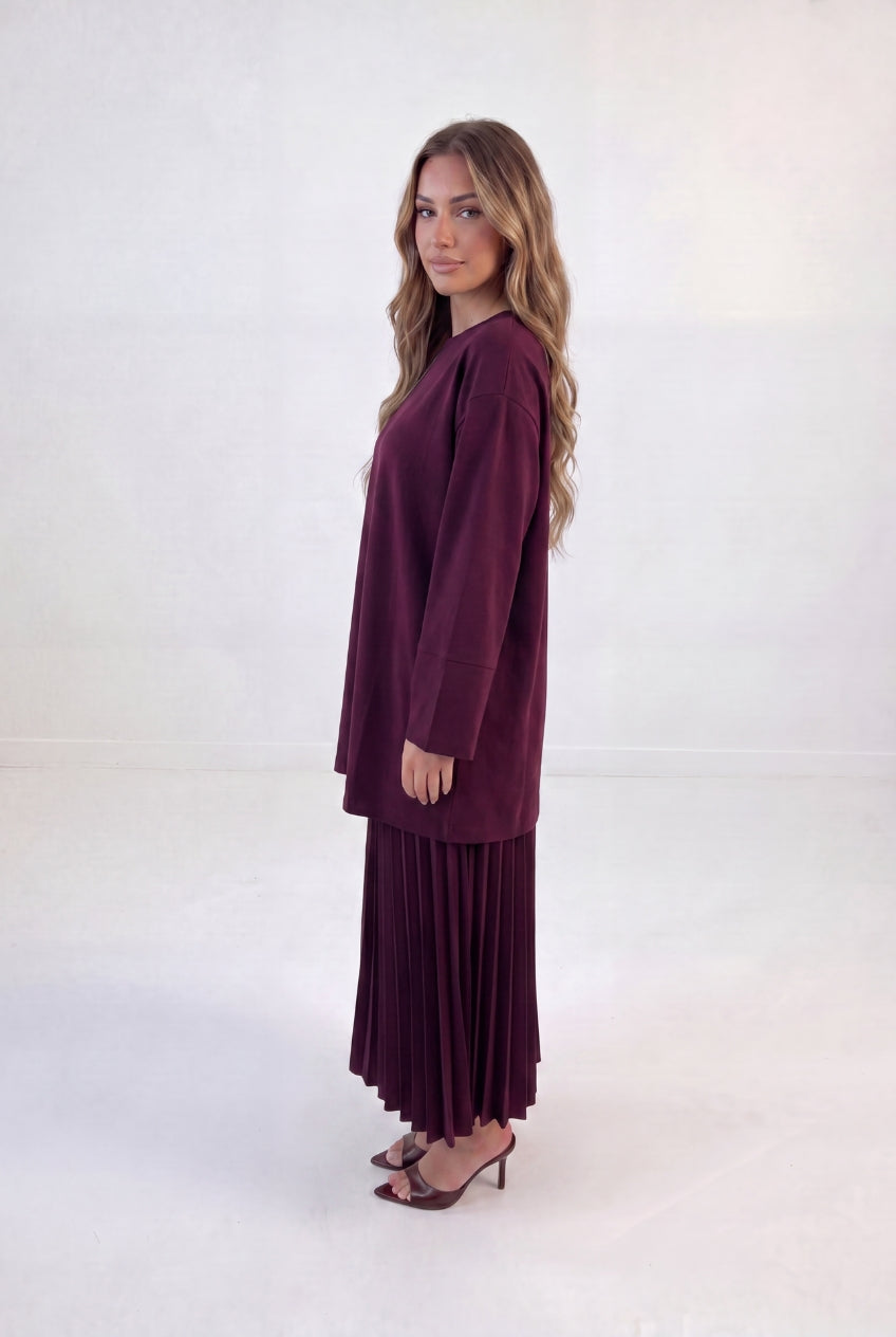 Sweat Top Pleat Skirt Set