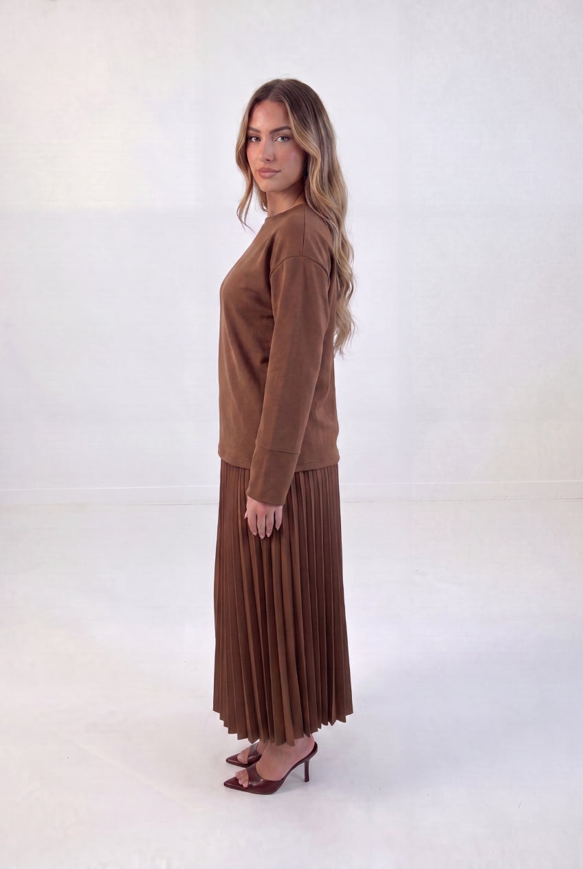 Sweat Top Pleat Skirt Set
