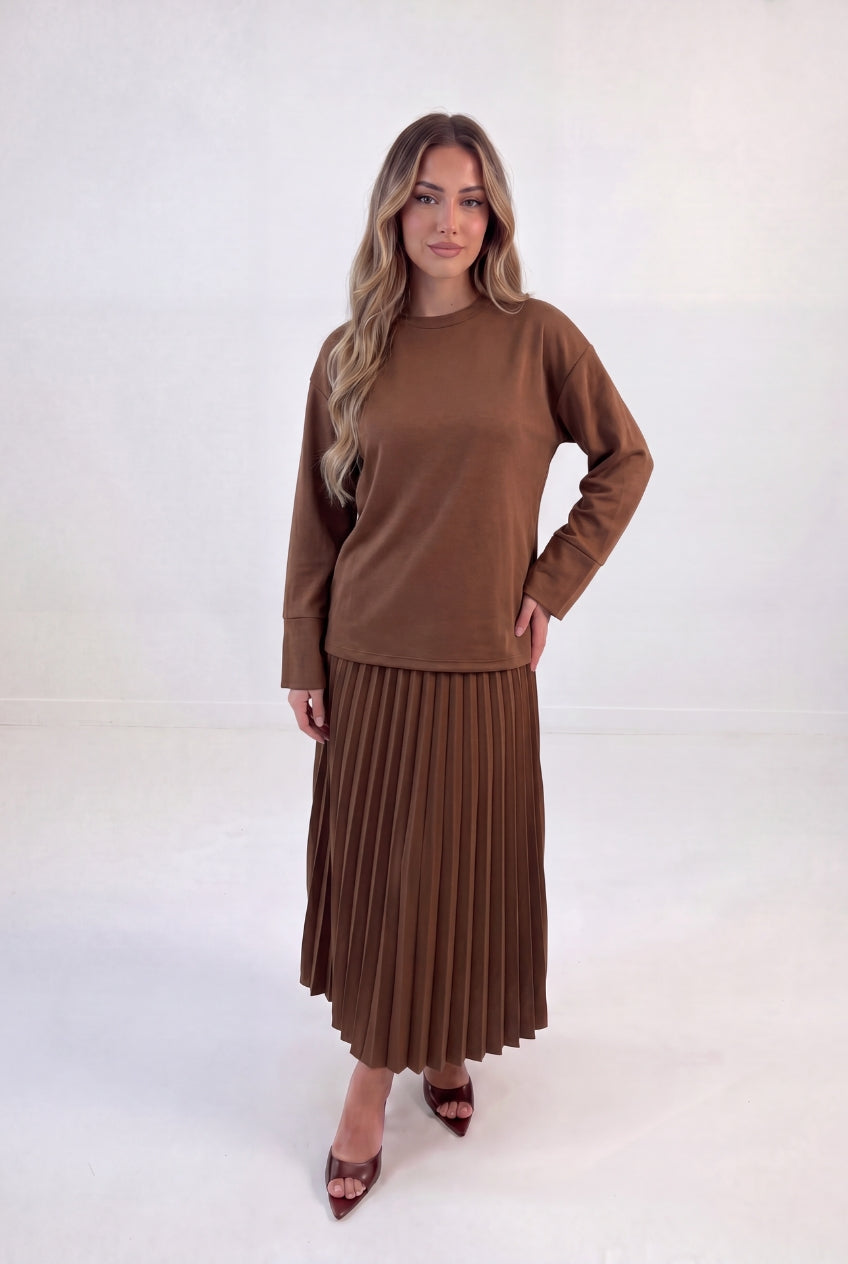 Sweat Top Pleat Skirt Set