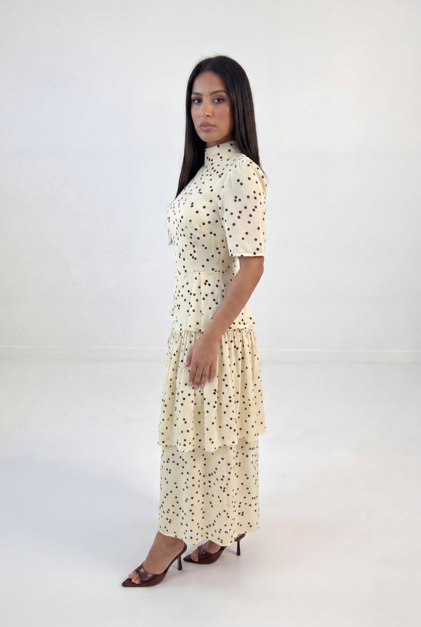 Polka dots Peplum Maxi