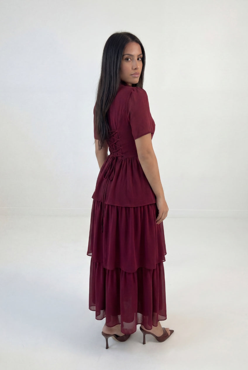 Tiered Peplum Maxi