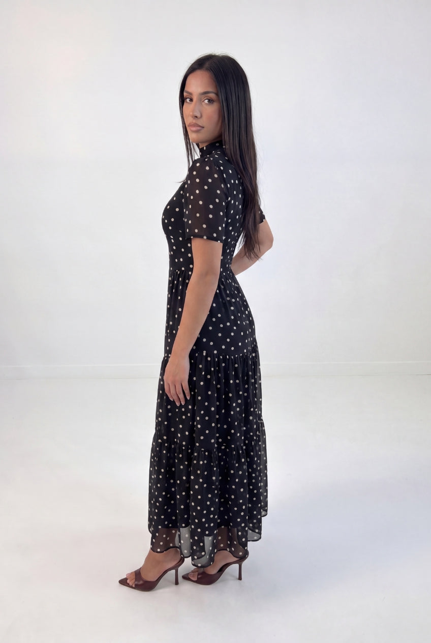 Polka dots Peplum Maxi