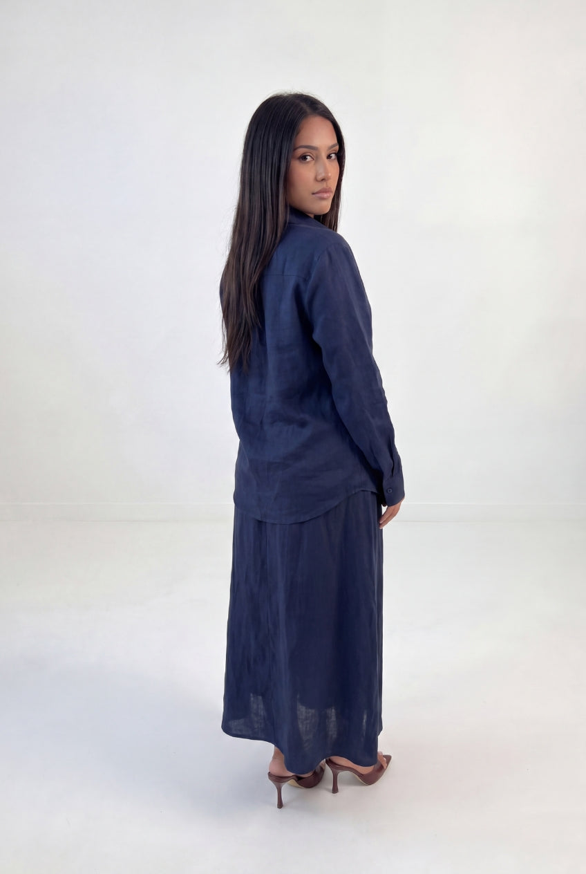 Linen Tie Shirt Set