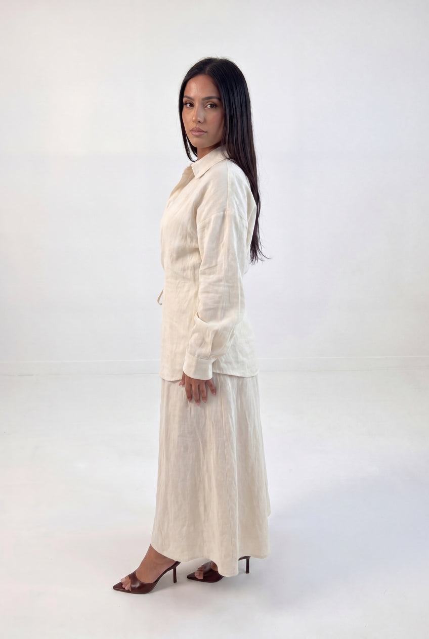 Linen Tie Shirt Set