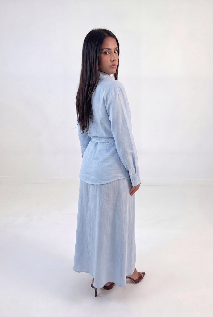 Linen Tie Shirt Set
