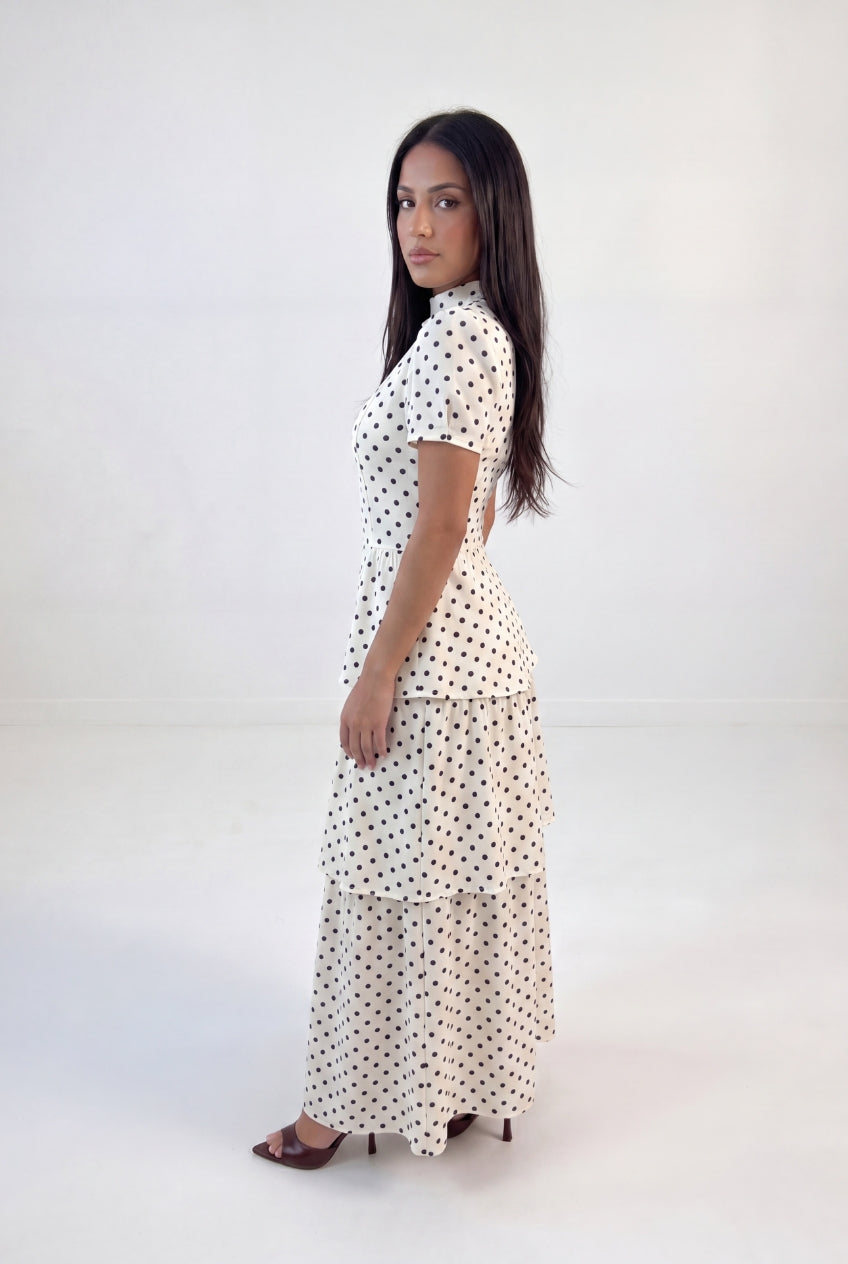 Polka dots Peplum Maxi